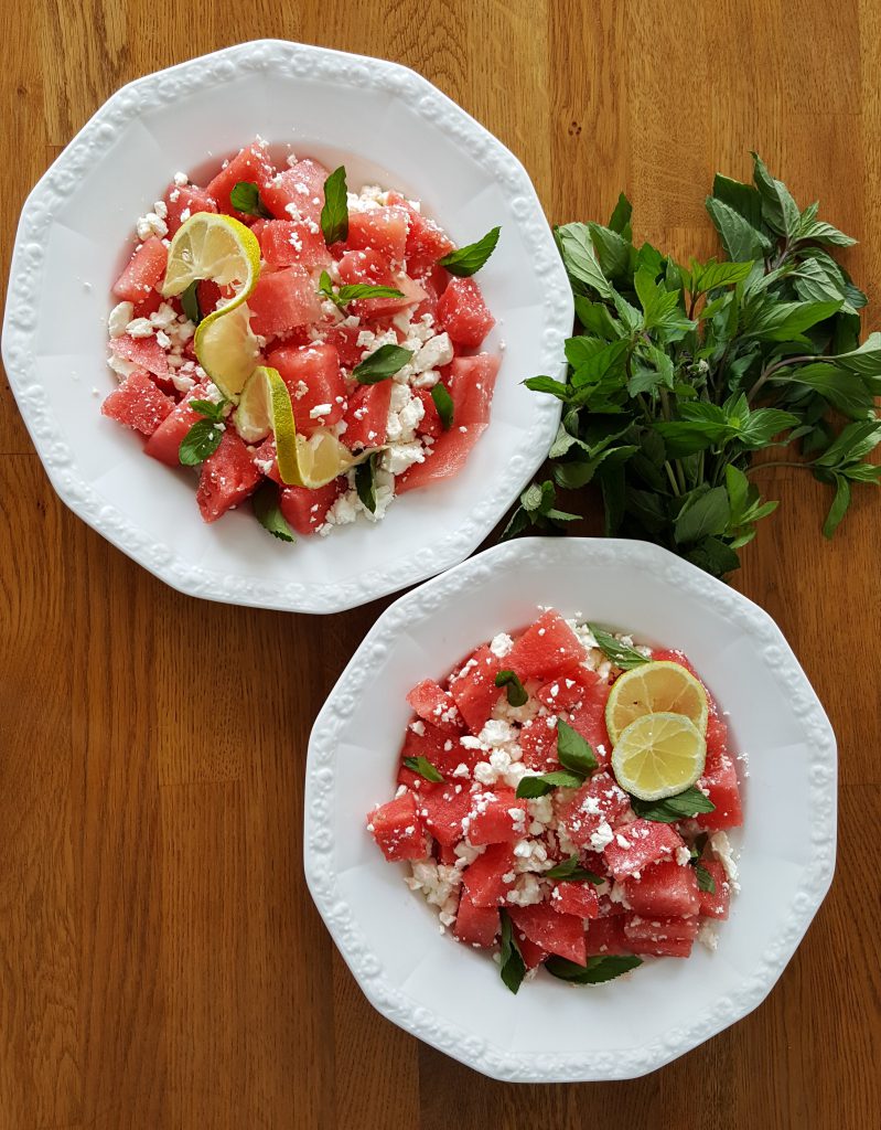 Wassermelone-Feta-Minze-Salat